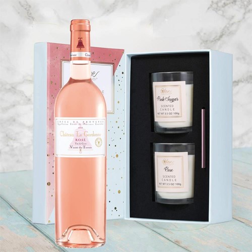Chateau la Gordonne Verite du Terroir Rose Wine With Love Body & Earth 2 Scented Candle Gift Box